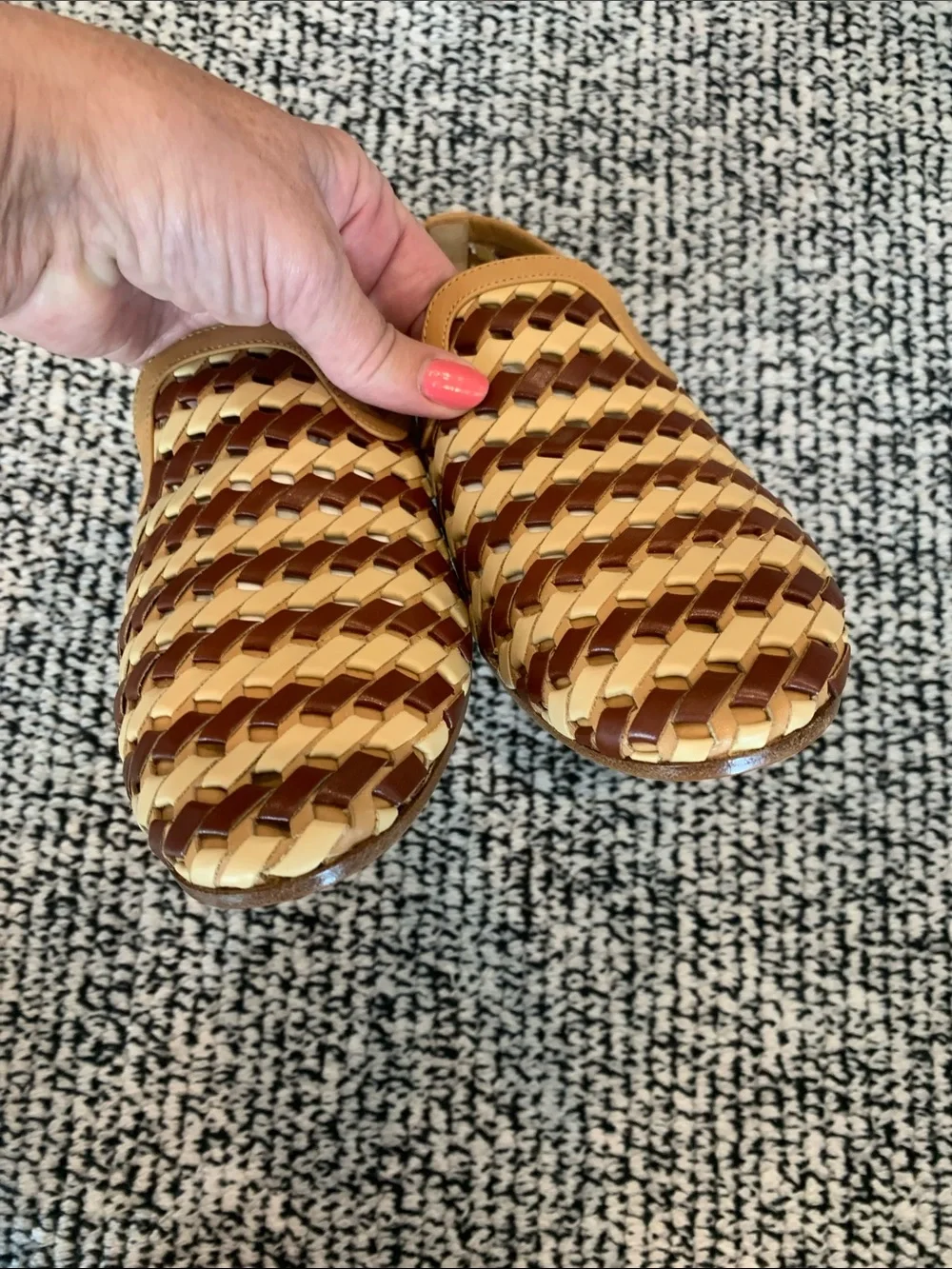 New Fratelli Rossetti Woven Leather Slip-On Loafers in Brown and Cream 61/2